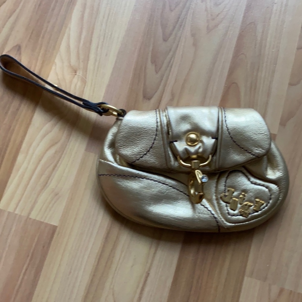 Juicy Couture Gold Leather Clutch Wristlet